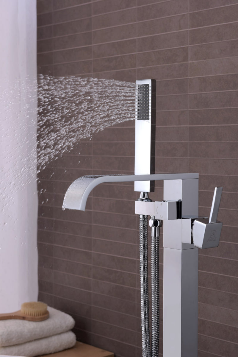 Anzzi FS-AZ0044 Angel Series 2-Handle Freestanding Tub Faucet with Hand Shower Polished Chrome - view 5