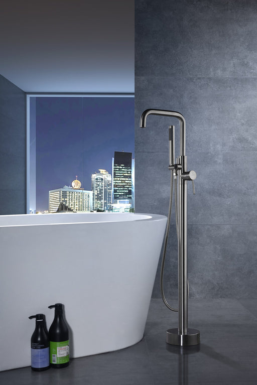 Anzzi FS-AZ0048 Moray Series 2-Handle Freestanding Tub Faucet with Hand Shower Brushed Nickel - view 2