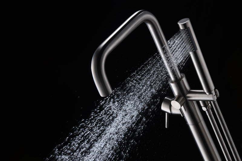 Anzzi FS-AZ0048 Moray Series 2-Handle Freestanding Tub Faucet with Hand Shower Brushed Nickel - view 3