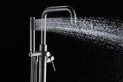 Anzzi FS-AZ0048 Moray Series 2-Handle Freestanding Tub Faucet with Hand Shower Brushed Nickel - view 4