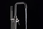 Anzzi FS-AZ0048 Moray Series 2-Handle Freestanding Tub Faucet with Hand Shower Brushed Nickel - view 5