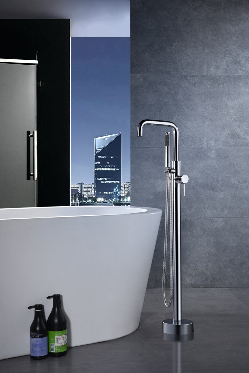 Anzzi FS-AZ0048 Moray Series 2-Handle Freestanding Tub Faucet with Hand Shower Polished Chrome - view 6