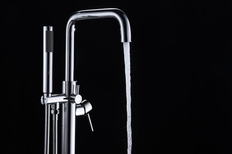 Anzzi FS-AZ0048 Moray Series 2-Handle Freestanding Tub Faucet with Hand Shower Polished Chrome - view 9