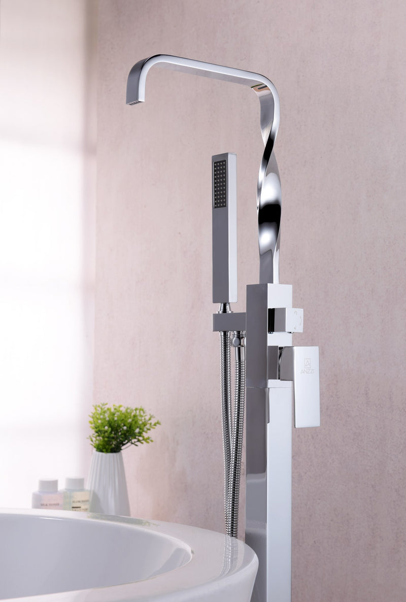 Anzzi FS-AZ0050 Yosemite Series 2-Handle Freestanding Tub Faucet with Hand Shower Polished Chrome - view 10