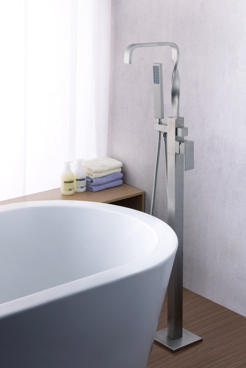Anzzi FS-AZ0050 Yosemite Series 2-Handle Freestanding Tub Faucet with Hand Shower Brushed Nickel - view 2