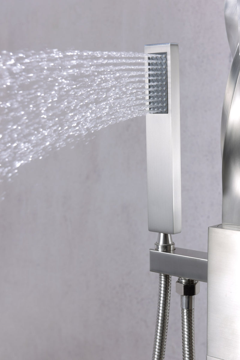 Anzzi FS-AZ0050 Yosemite Series 2-Handle Freestanding Tub Faucet with Hand Shower Brushed Nickel - view 6