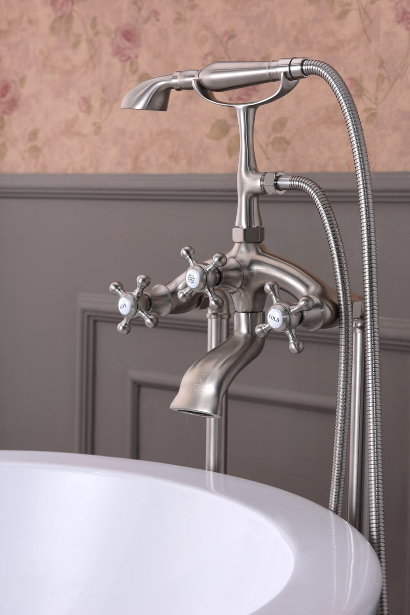 Anzzi FS-AZ0052 Tugela Series 3-Handle Freestanding Tub Faucet with Hand Shower Brushed Nickel - view 10