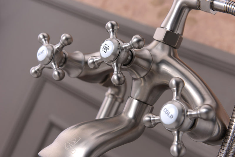 Anzzi FS-AZ0052 Tugela Series 3-Handle Freestanding Tub Faucet with Hand Shower Brushed Nickel - view 11