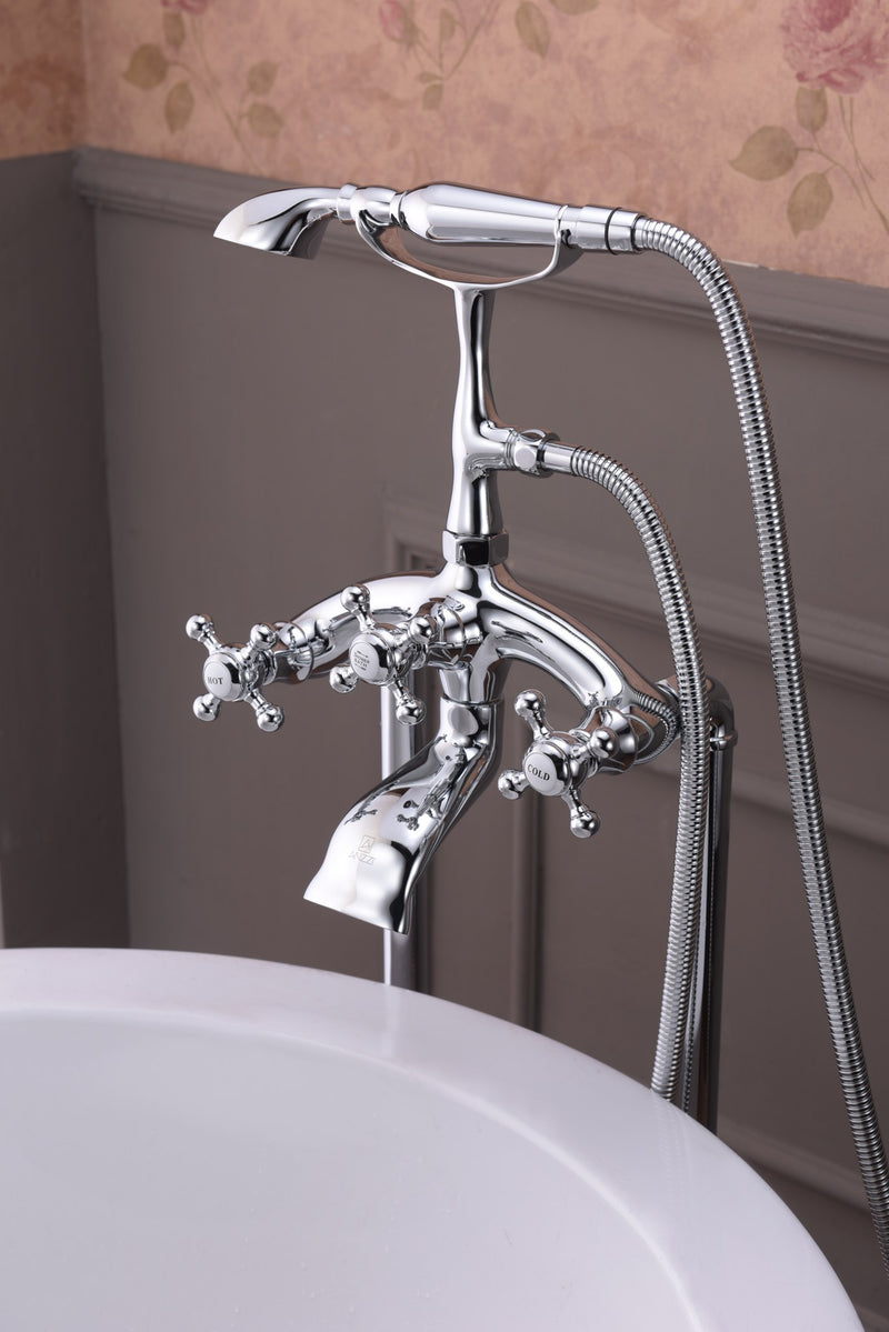 Anzzi FS-AZ0052 Tugela Series 3-Handle Freestanding Tub Faucet with Hand Shower Polished Chrome - view 4
