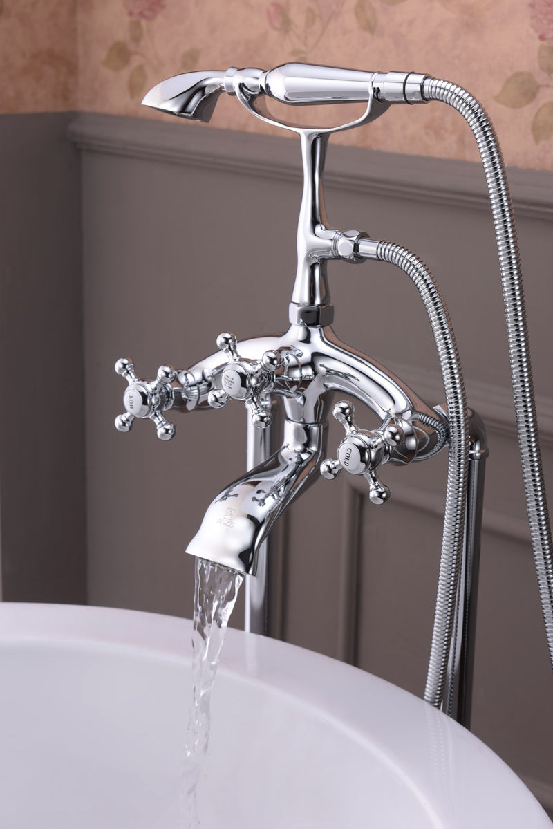 Anzzi FS-AZ0052 Tugela Series 3-Handle Freestanding Tub Faucet with Hand Shower Polished Chrome - view 5
