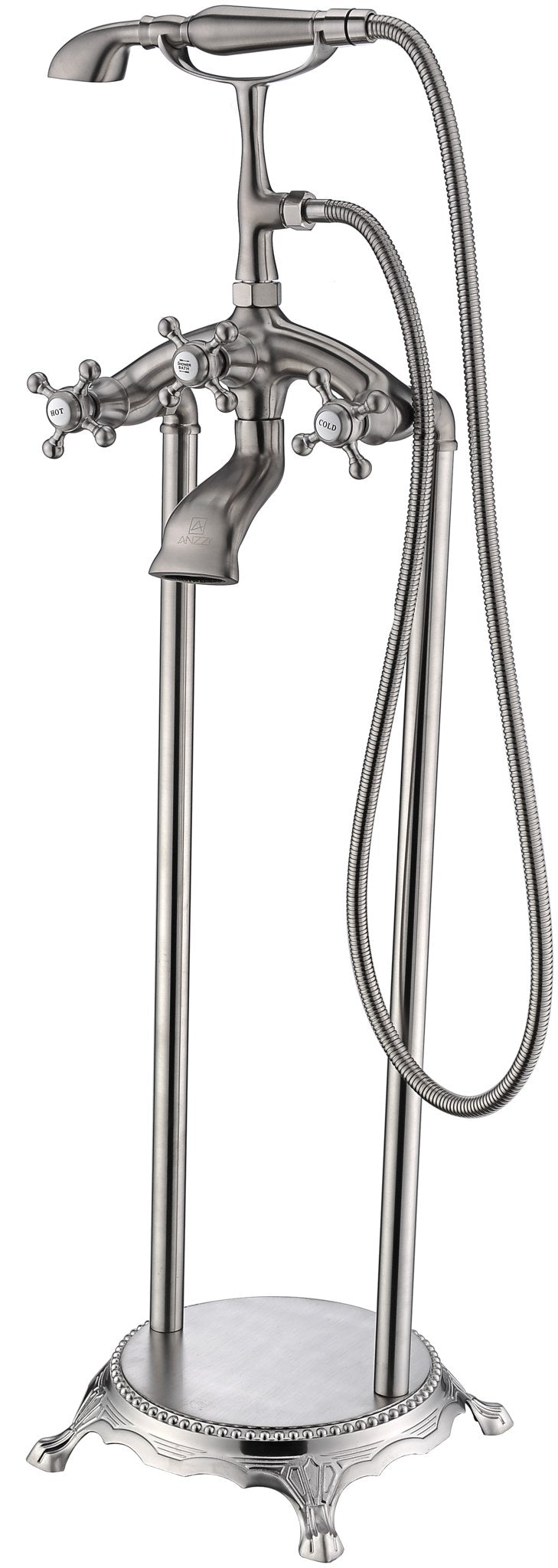 Anzzi FS-AZ0052 Tugela Series 3-Handle Freestanding Tub Faucet with Hand Shower Brushed Nickel - view 8