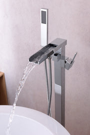 Anzzi FS-AZ0059 Union Series 2-Handle Freestanding Tub Faucet with Hand Shower Polished Chrome - view 8