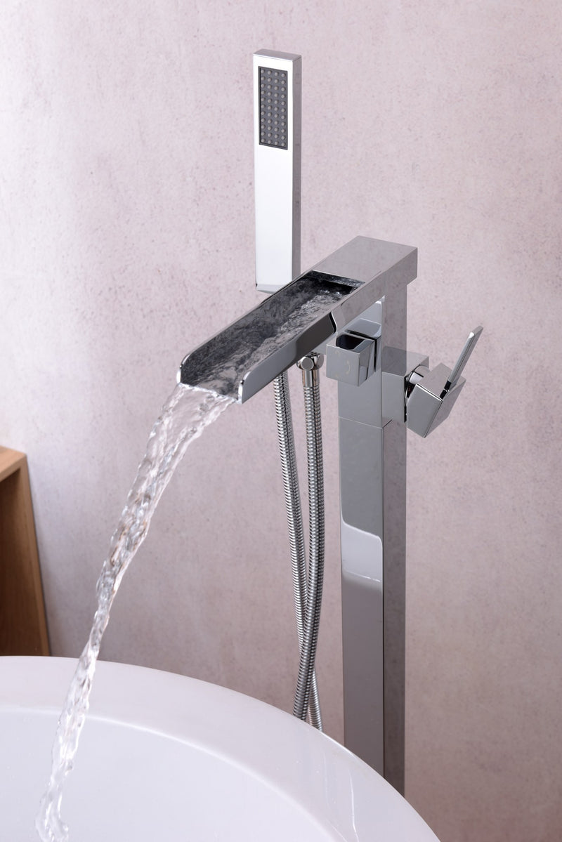 Anzzi FS-AZ0059 Union Series 2-Handle Freestanding Tub Faucet with Hand Shower Polished Chrome - view 8