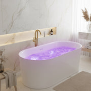 Anzzi FT-AZ067 Jericho Series 67 in. x 32 in. Flat Bottom Acrylic Freestanding Air Jetted Bathtub with Center Drain in Glossy White - view 3