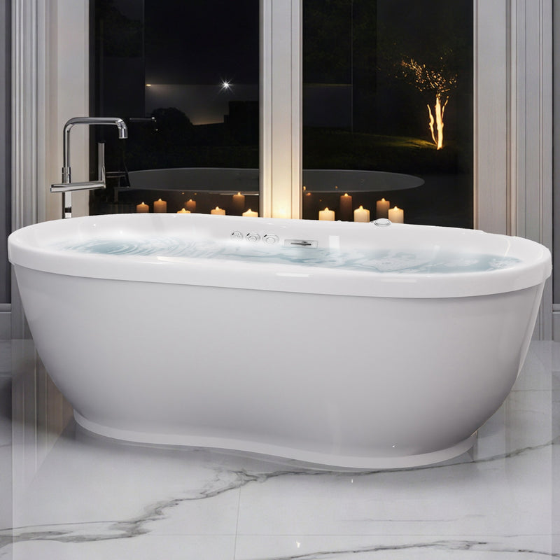 Anzzi FT-AZ102 Lori Series 71 in. L x 36 in. W Acrylic Freestanding Air Bathtub with Center Drain in White - view 4