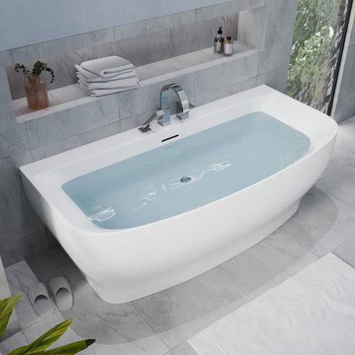 Anzzi FT-AZ112 Bank Series 65 in. x 31 in. Flat Bottom Acrylic Freestanding Soaking Bathtub with Center Drain in - view 2