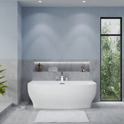 Anzzi FT-AZ112 Bank Series 65 in. x 31 in. Flat Bottom Acrylic Freestanding Soaking Bathtub with Center Drain in - view 4