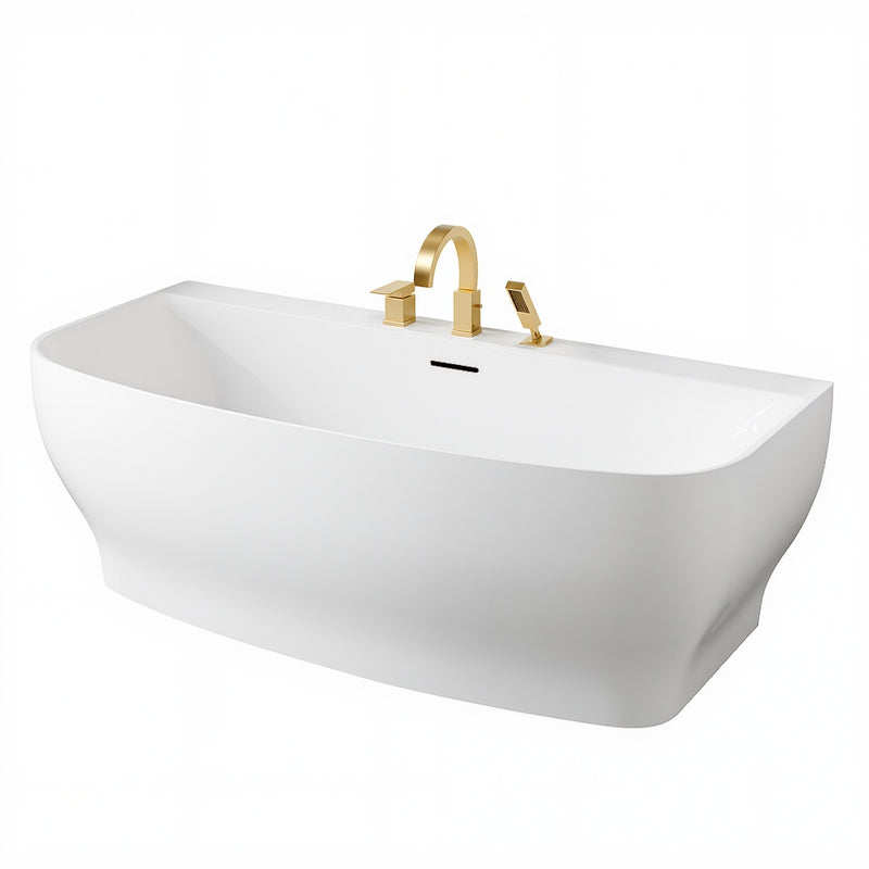Anzzi FT-AZ112 Bank Series 65 in. x 31 in. Flat Bottom Acrylic Freestanding Soaking Bathtub with Center Drain in - view 5