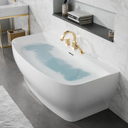 Anzzi FT-AZ112 Bank Series 65 in. x 31 in. Flat Bottom Acrylic Freestanding Soaking Bathtub with Center Drain in - view 7