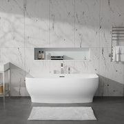 Anzzi FT-AZ112 Bank Series 65 in. x 31 in. Flat Bottom Acrylic Freestanding Soaking Bathtub with Center Drain in - view 8