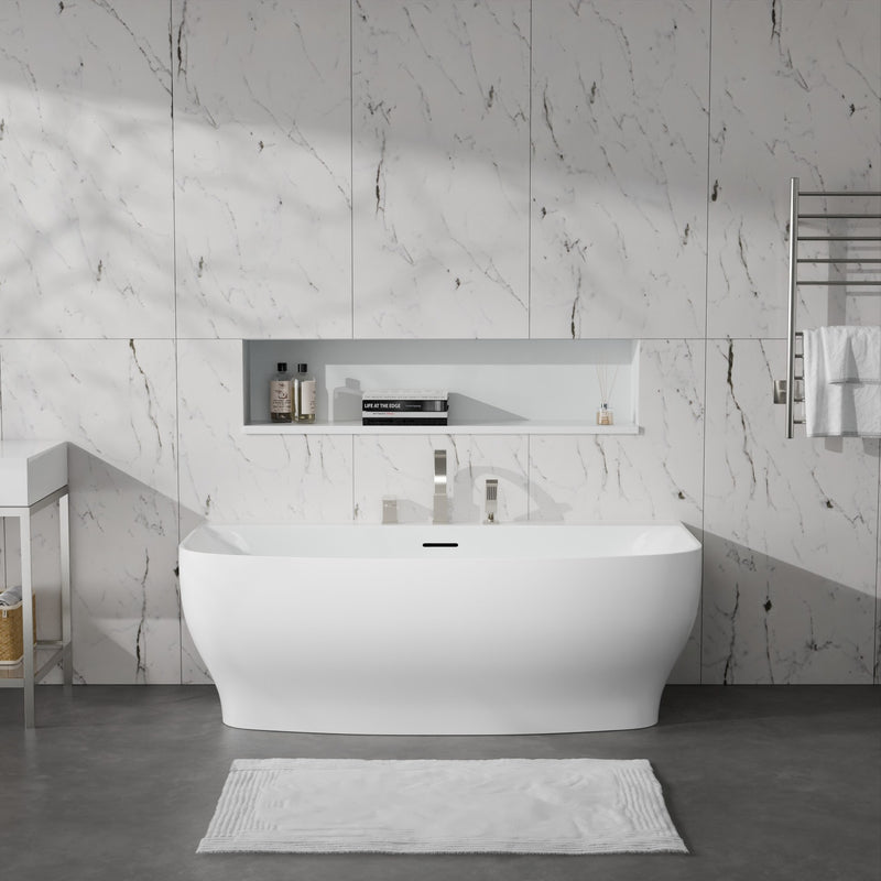 Anzzi FT-AZ112 Bank Series 65 in. x 31 in. Flat Bottom Acrylic Freestanding Soaking Bathtub with Center Drain in - view 8