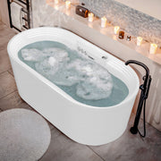 Anzzi FT-AZ201 Sofi Series 67 in. L x 34 in. W Acrylic Combination 50 Gallon Capacity Freestanding Bathtub with Center Drain in White - view 2