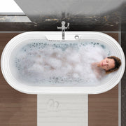 Anzzi FT-AZ201 Sofi Series 67 in. L x 34 in. W Acrylic Combination 50 Gallon Capacity Freestanding Bathtub with Center Drain in White - view 3