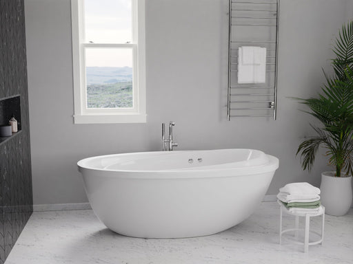 Anzzi FT-AZ202 Leni Series 71 in. x 38 in. Jetted Whirlpool 54 Gallon Capacity Freestanding Bathtub with Reversible Drain in White - view 2