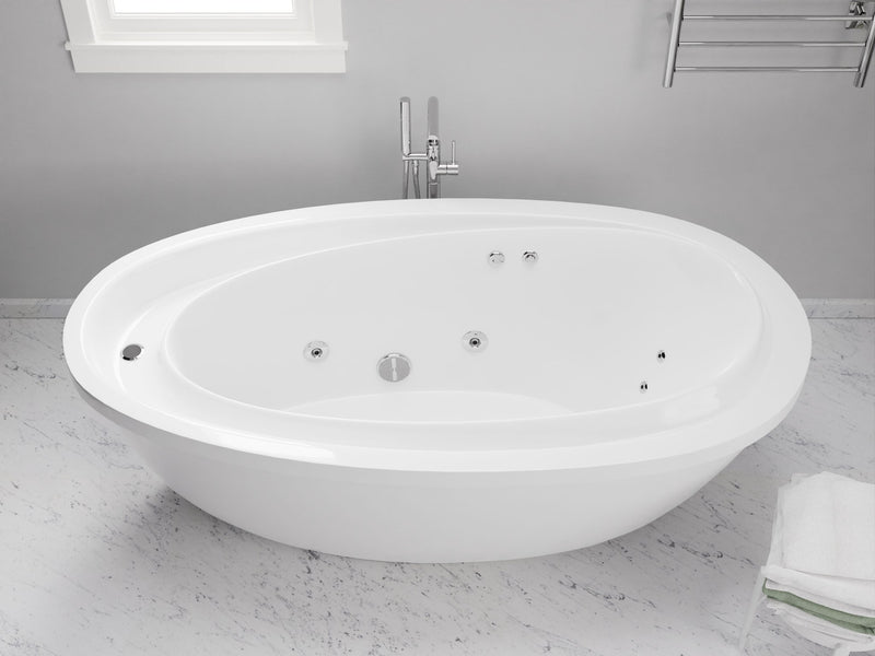 Anzzi FT-AZ202 Leni Series 71 in. x 38 in. Jetted Whirlpool 54 Gallon Capacity Freestanding Bathtub with Reversible Drain in White - view 3