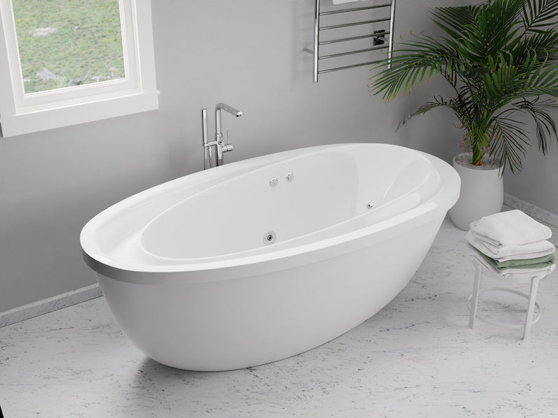 Anzzi FT-AZ202 Leni Series 71 in. x 38 in. Jetted Whirlpool 54 Gallon Capacity Freestanding Bathtub with Reversible Drain in White - view 4