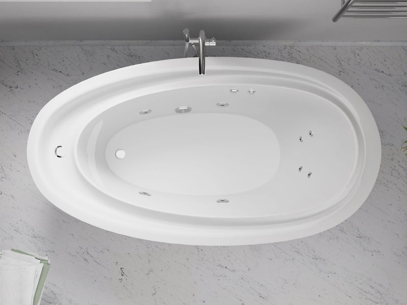 Anzzi FT-AZ202 Leni Series 71 in. x 38 in. Jetted Whirlpool 54 Gallon Capacity Freestanding Bathtub with Reversible Drain in White - view 5