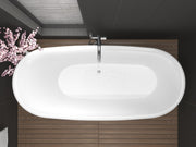 Anzzi FT-AZ401 Ami Series 67 in. x 30 in. Flat Bottom Acrylic Freestanding 91 Gallon Soaking Bathtub with Center - view 3