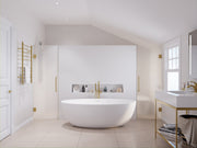 Anzzi FT-AZ510 Cestino Series 67 in. x 36 in. Flat Bottom Solid Surface Freestanding Soaking Bathtub with Center Drain in Matte White - view 2
