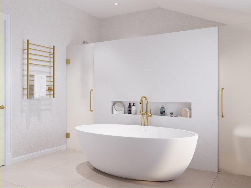Anzzi FT-AZ510 Cestino Series 67 in. x 36 in. Flat Bottom Solid Surface Freestanding Soaking Bathtub with Center Drain in Matte White - view 3