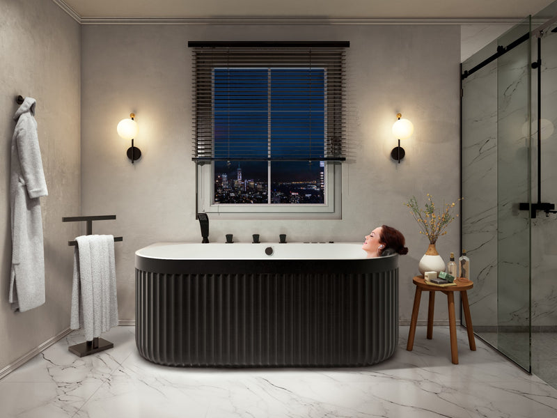 Anzzi FT-AZ514 Stone Bell 67 in. Flatbottom Freestanding Whirlpool and Air Bathtub with Center Drain and Faucet - view 11