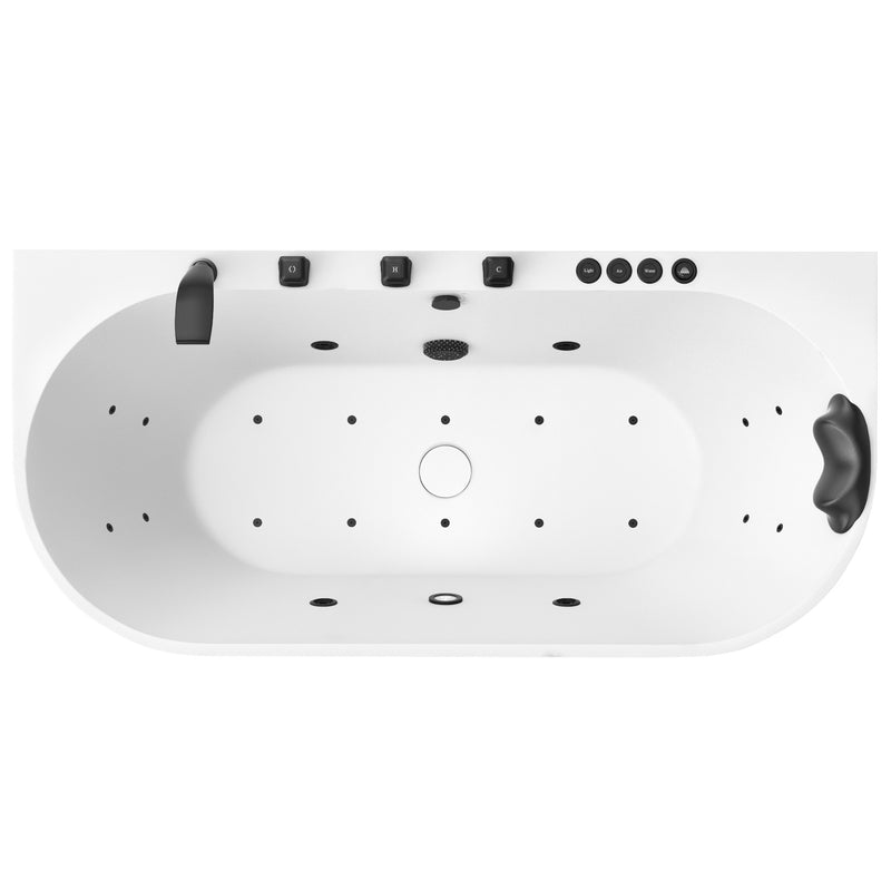 Anzzi FT-AZ514 Stone Bell 67 in. Flatbottom Freestanding Whirlpool and Air Bathtub with Center Drain and Faucet - view 5