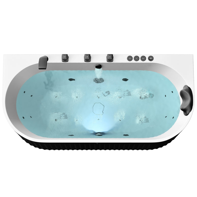 Anzzi FT-AZ514 Stone Bell 67 in. Flatbottom Freestanding Whirlpool and Air Bathtub with Center Drain and Faucet - view 6