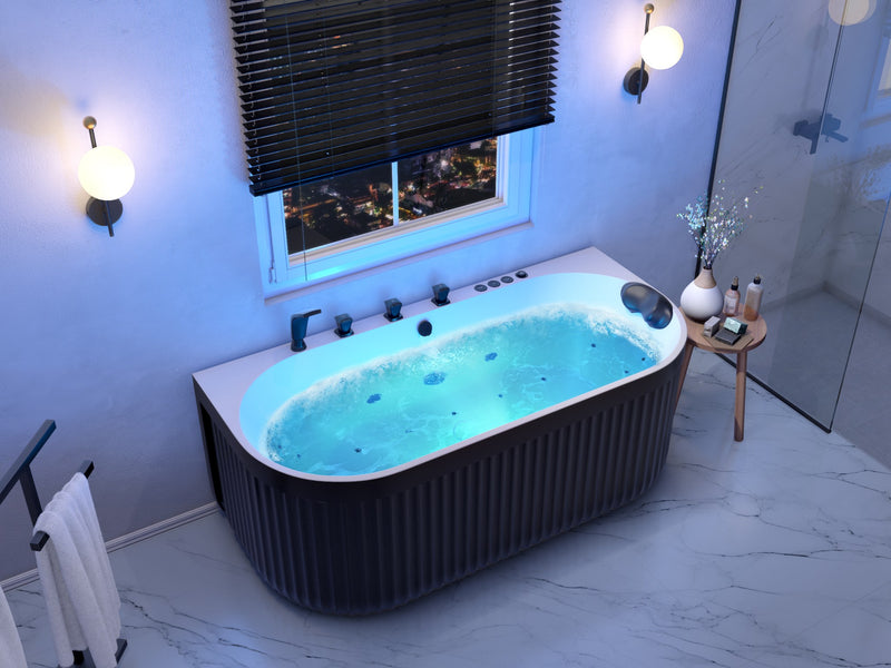 Anzzi FT-AZ514 Stone Bell 67 in. Flatbottom Freestanding Whirlpool and Air Bathtub with Center Drain and Faucet - view 8