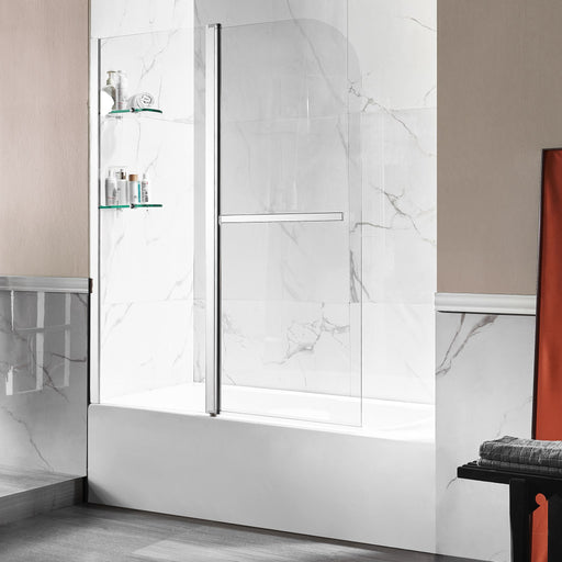 Anzzi SD-AZ054-01CH Galleon Series 48 in. x 58 in. Frameless Hinged Tub Door with TSUNAMI GUARD Polished Chrome - view 2