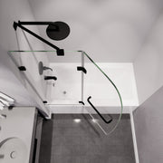 Anzzi SD-AZ11-01CH Herald Series 48 in. x 58 in. Frameless Hinged Tub Door with Tsunami Guard Matte Black - view 10