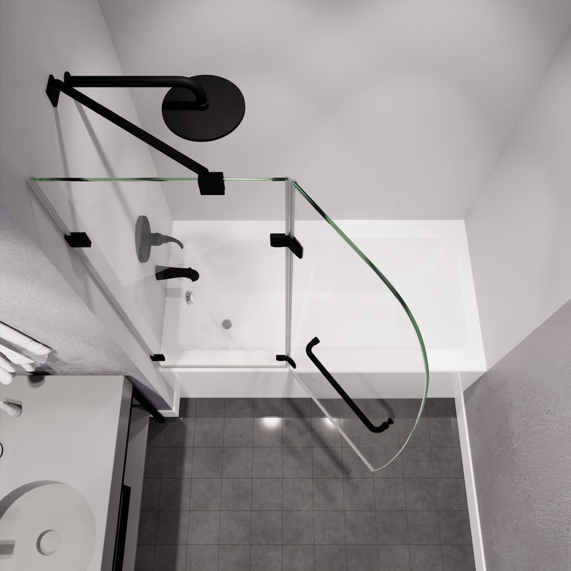 Anzzi SD-AZ11-01CH Herald Series 48 in. x 58 in. Frameless Hinged Tub Door with Tsunami Guard Matte Black - view 10
