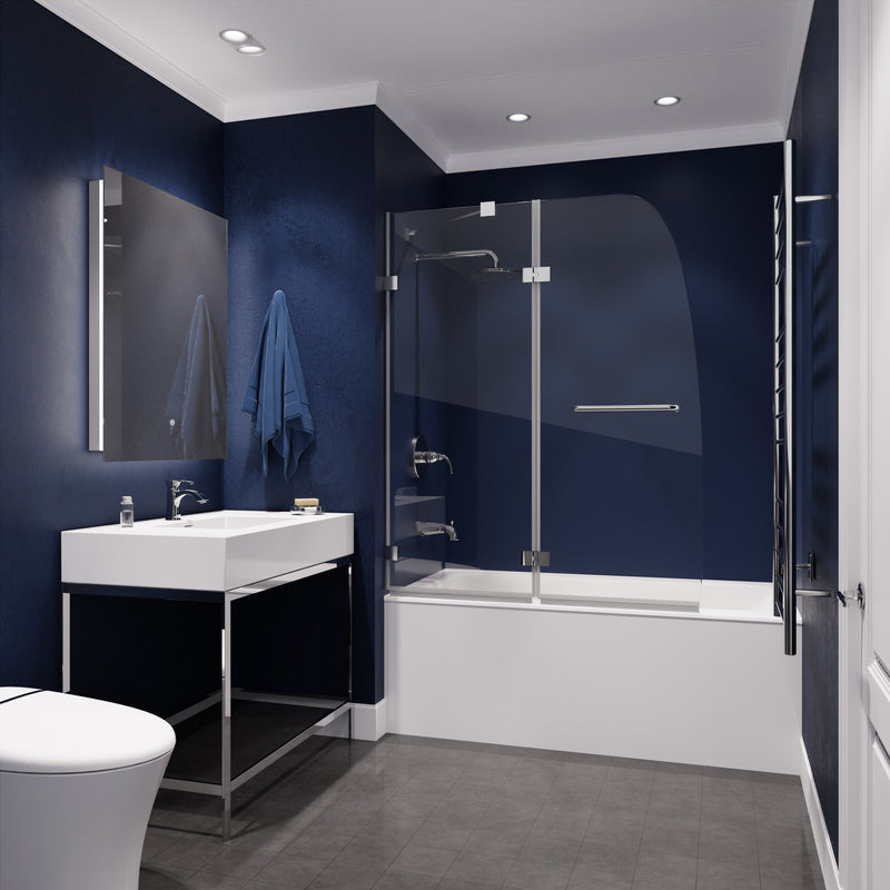 Anzzi SD-AZ11-01CH Herald Series 48 in. x 58 in. Frameless Hinged Tub Door with Tsunami Guard Polished Chrome - view 2