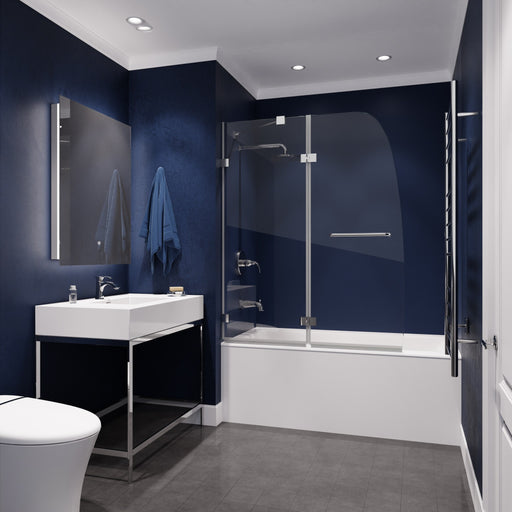 Anzzi SD-AZ11-01CH Herald Series 48 in. x 58 in. Frameless Hinged Tub Door with Tsunami Guard Polished Chrome - view 2