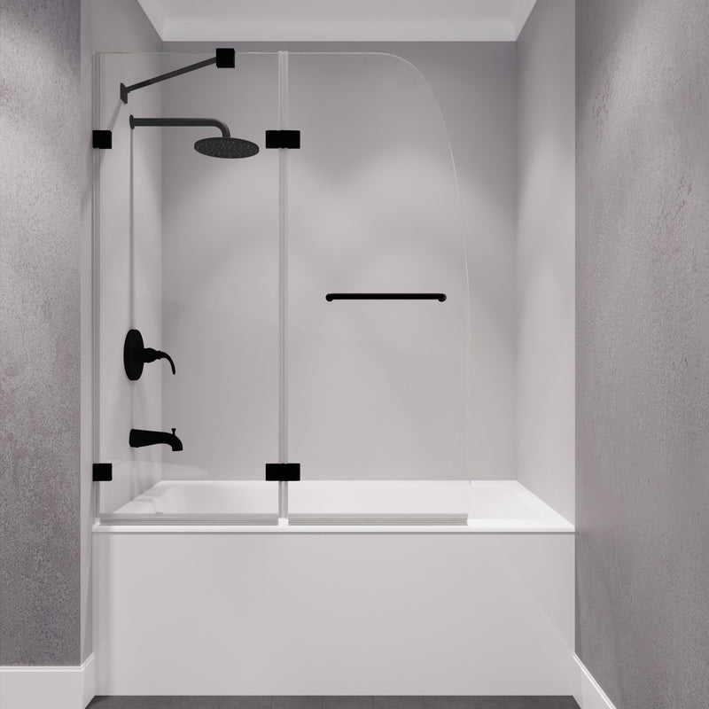 Anzzi SD-AZ11-01CH Herald Series 48 in. x 58 in. Frameless Hinged Tub Door with Tsunami Guard Matte Black - view 6