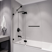 Anzzi SD-AZ11-01CH Herald Series 48 in. x 58 in. Frameless Hinged Tub Door with Tsunami Guard Matte Black - view 8