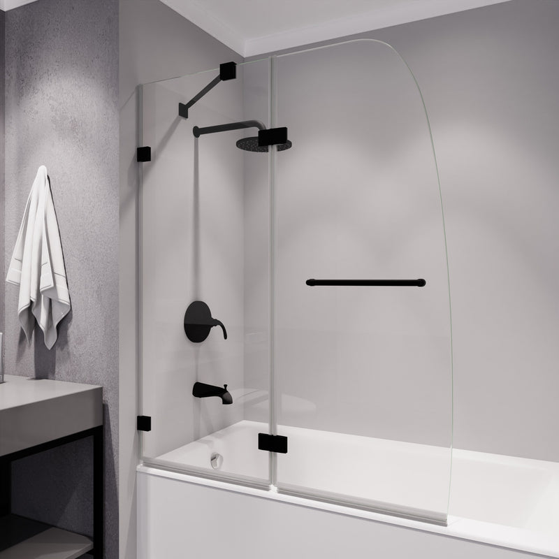 Anzzi SD-AZ11-01CH Herald Series 48 in. x 58 in. Frameless Hinged Tub Door with Tsunami Guard Matte Black - view 8