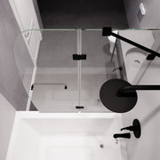 Anzzi SD-AZ11-01CH Herald Series 48 in. x 58 in. Frameless Hinged Tub Door with Tsunami Guard Matte Black - view 9