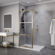 Anzzi SD-AZFL06002BG Himmel Series 33.6 in. x 78 in. Framed Fixed Shower Door Brushed Gold - view 3