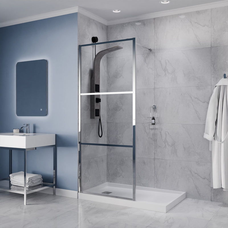 Anzzi SD-AZFL06002BG Himmel Series 33.6 in. x 78 in. Framed Fixed Shower Door Chrome - view 8