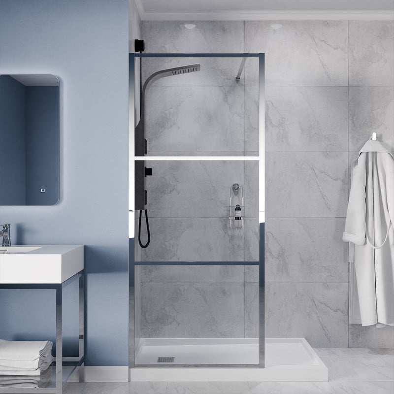 Anzzi SD-AZFL06002BG Himmel Series 33.6 in. x 78 in. Framed Fixed Shower Door Chrome - view 9